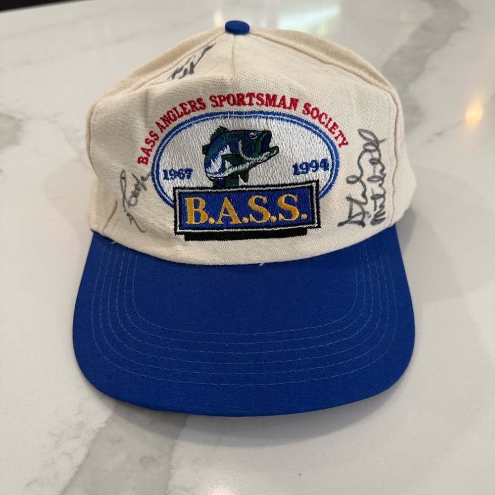 Vintage B.A.S.S. Anglers Sportsman Society 1967-1994 Signed SnapBack Hat Fishing